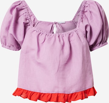 Dora Larsen - Camisa de pijama 'ALMA' em roxo: frente