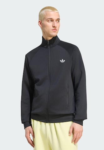 ADIDAS ORIGINALS - Casaco em moletão 'Trefoil Essentials' em preto: frente