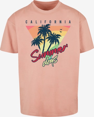 T-Shirt 'California Palmen Retro' F4NT4STIC en beige : devant