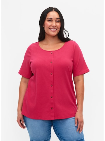 Zizzi Shirt 'EATHENA' in Roze: voorkant