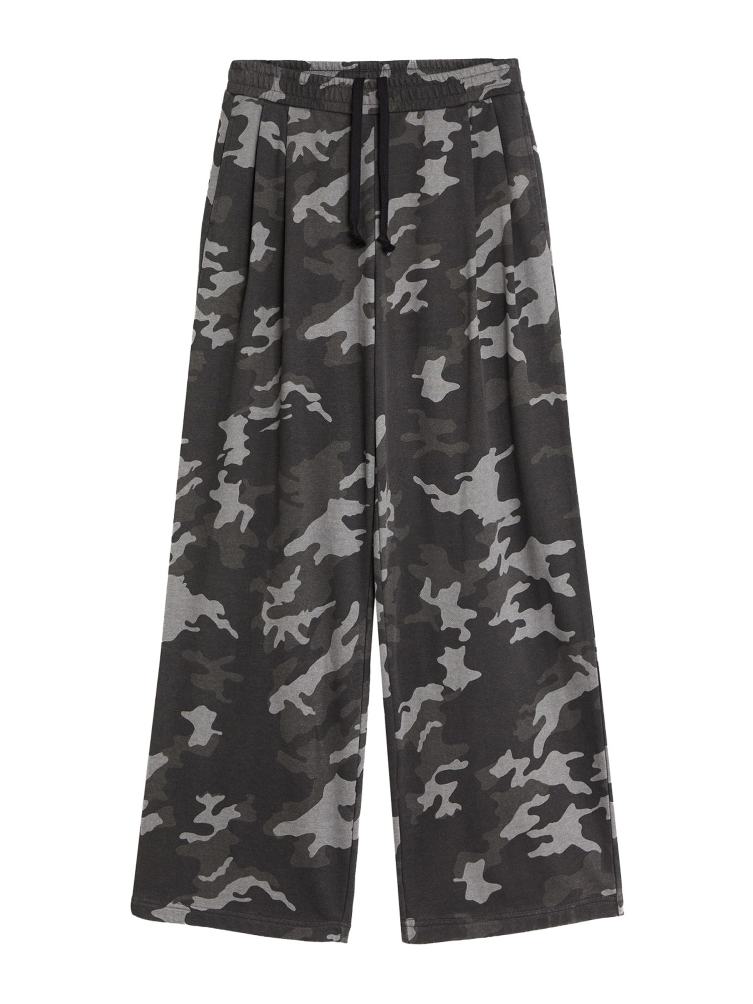 Bershka Baggy Pleat-front trousers in Grey: front