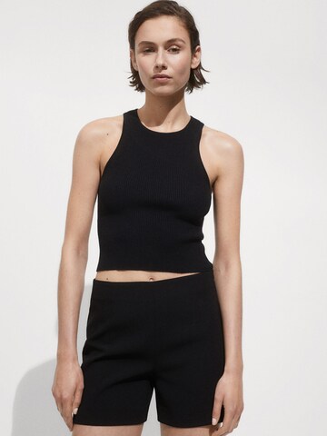 MANGO Knitted Top 'ORWELL' in Black: front