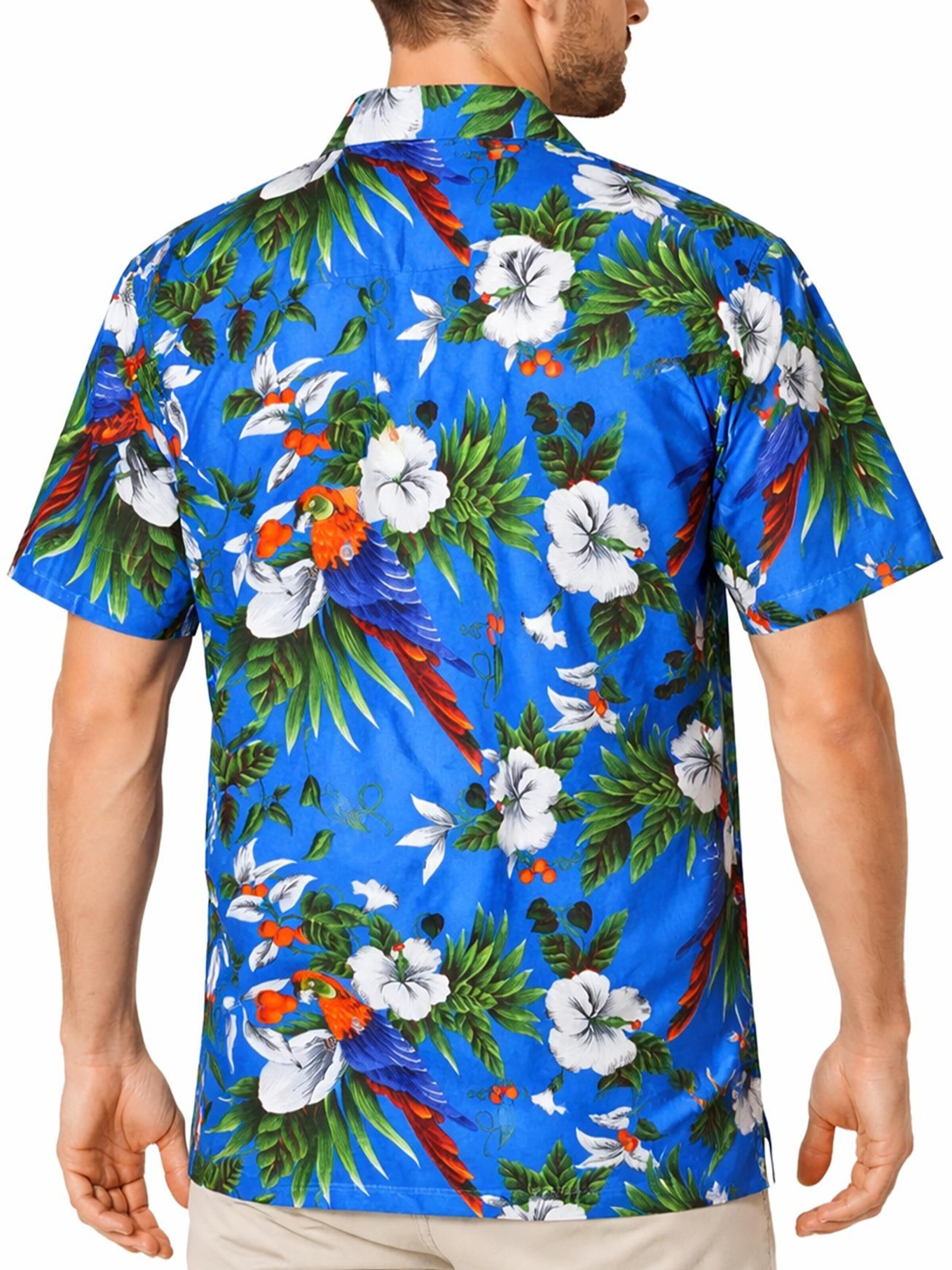 King Kameha Shirt 'Cherryparrot' in Blau