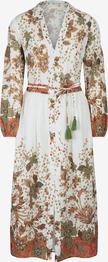 mint & mia Leinenkleid mit Druck mit V-Ausschnitt in grün / rot / weiß, Produktansicht