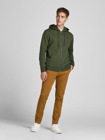 JACK & JONES Zip-Up Hoodie in Green