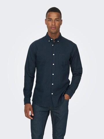 Only & Sons - Slim Fit Camisa 'Alvaro' em azul