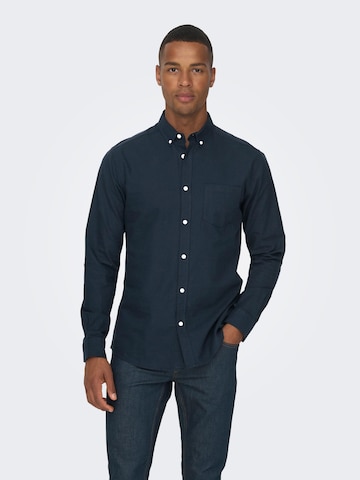 Only & Sons - Ajuste estrecho Camisa 'Alvaro' en azul