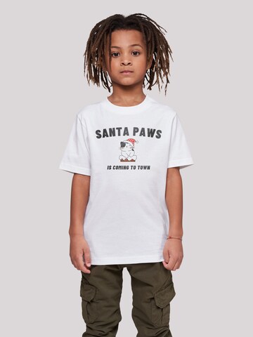 F4NT4STIC Shirt 'Santa Paws Christmas Cat' in Wit: voorkant