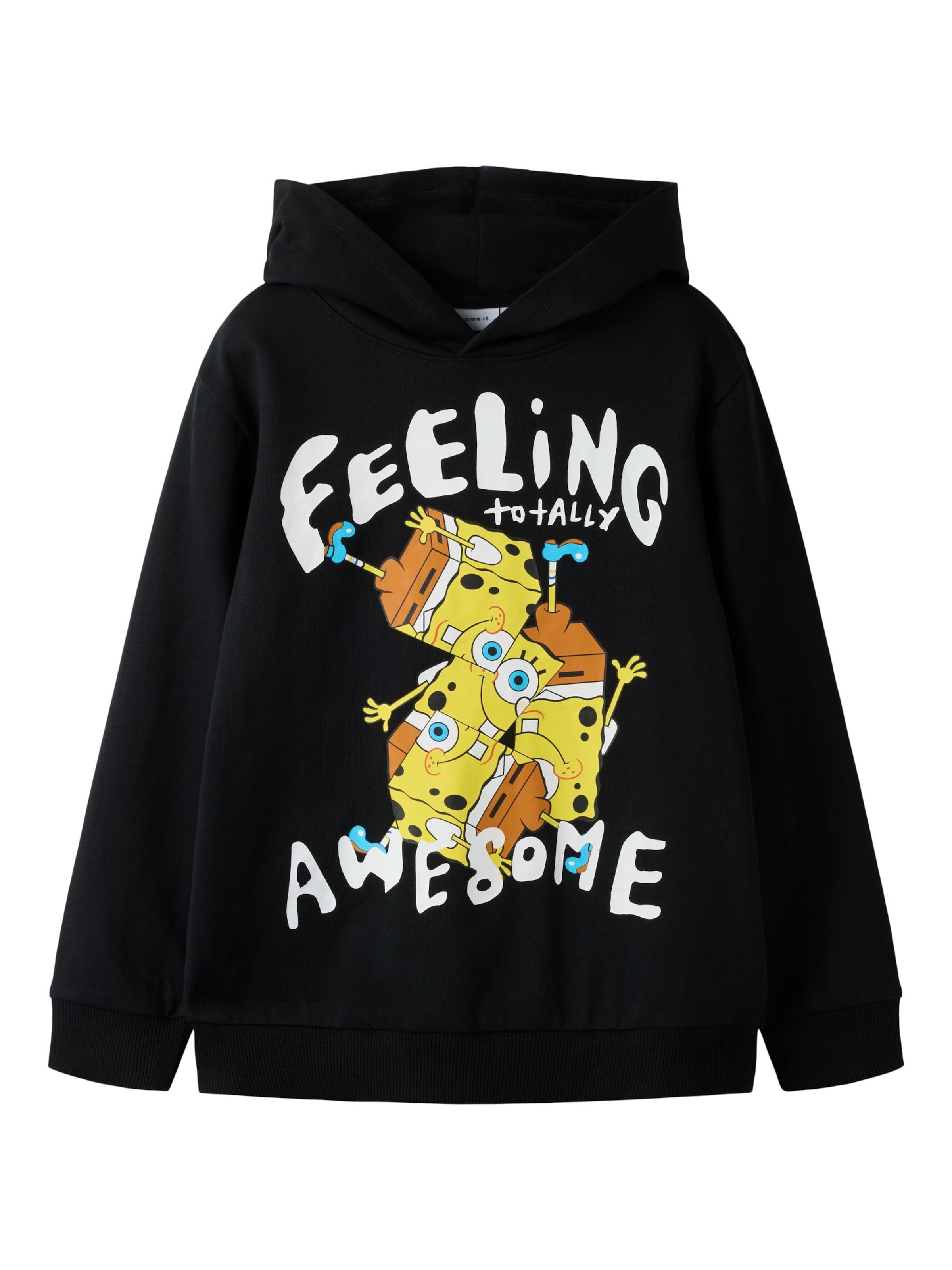 NAME IT Sweatshirt 'SpongeBob' in Zwart: voorkant