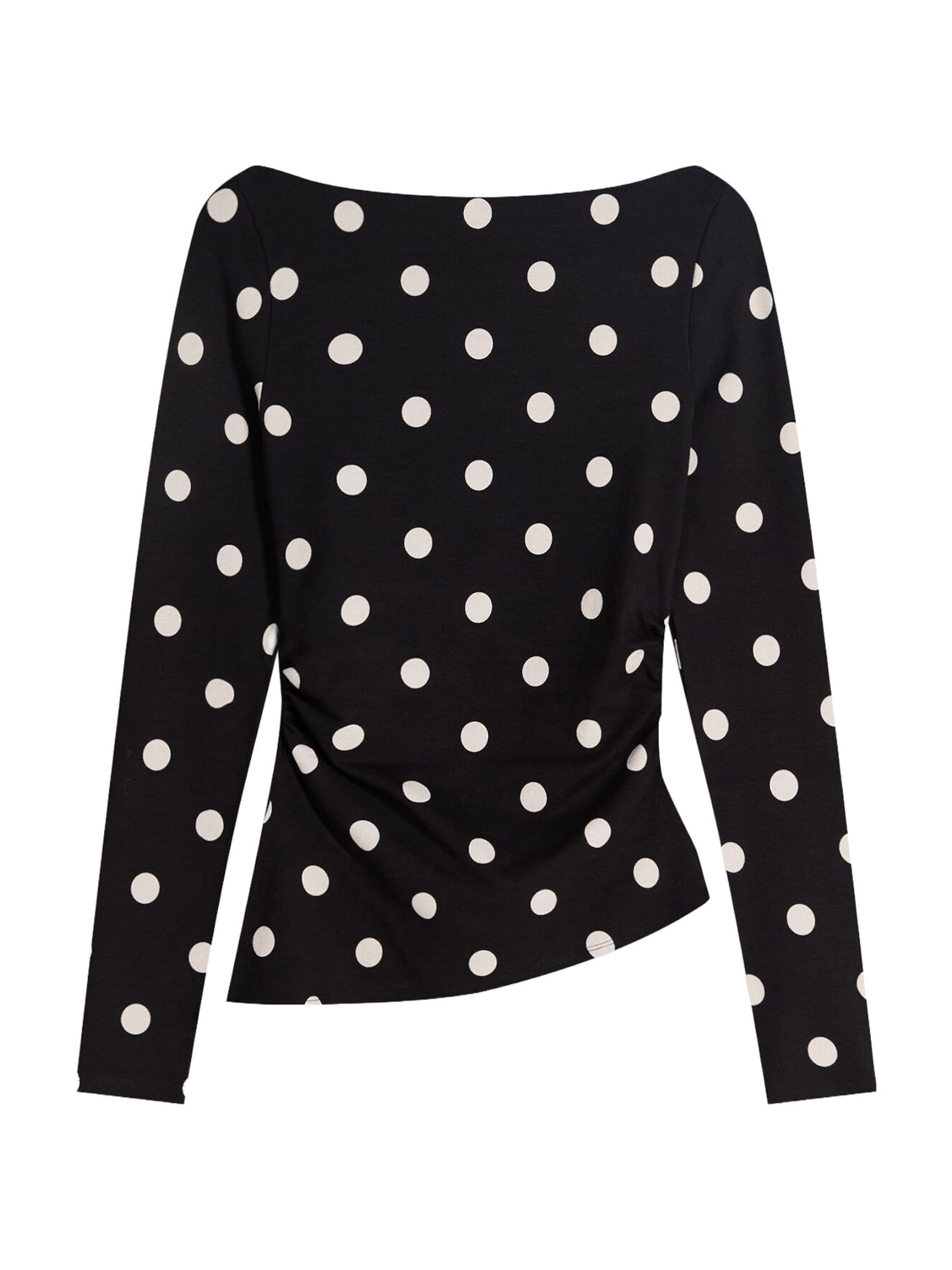 Bershka Shirt in de kleur Zwart / Offwhite, Productweergave