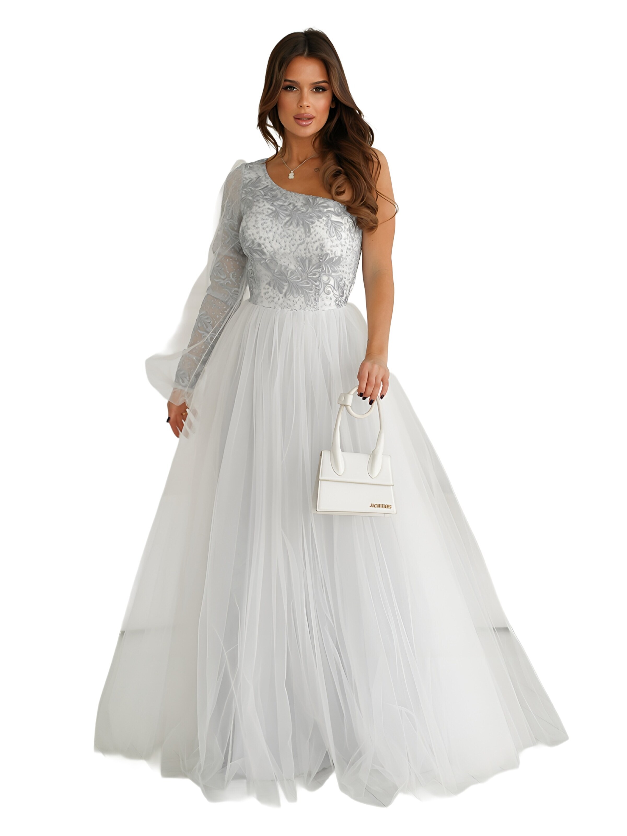bicotone Dress in Grey: front