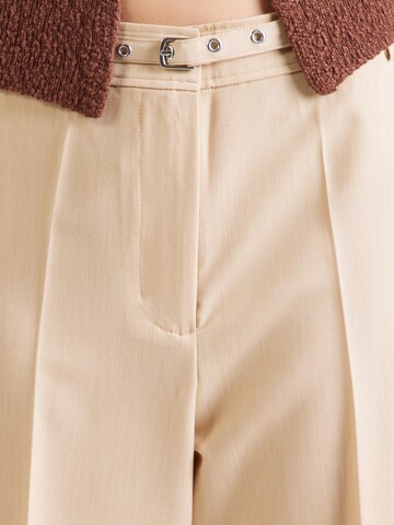 ABOUT YOU Wide leg Pleated Pants 'Gwen' in Beige