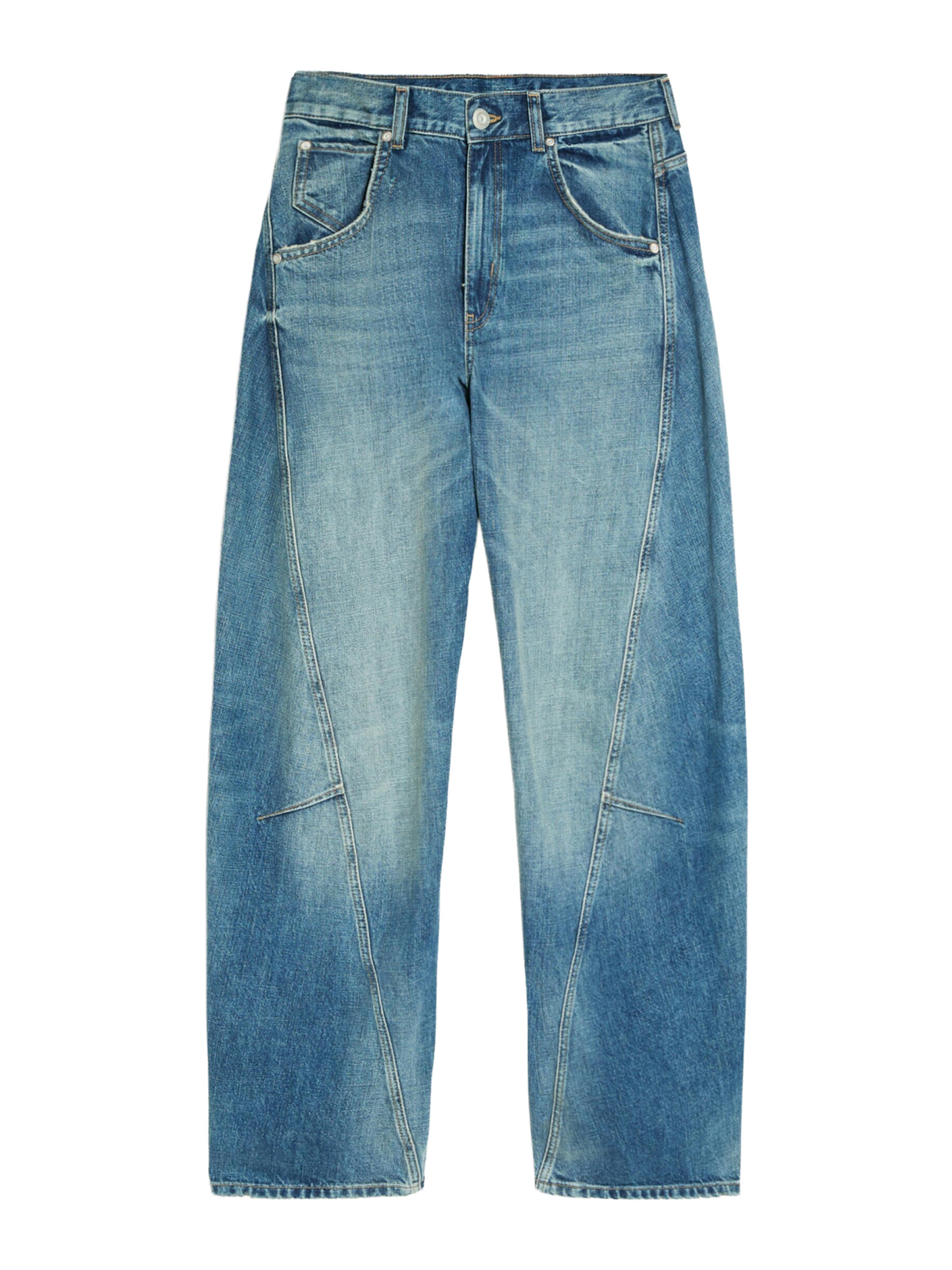 Jeans de la Bershka pe albastru: față