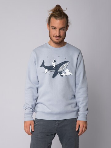 Sweat-shirt ' Spacewhale ' Watapparel en bleu : devant