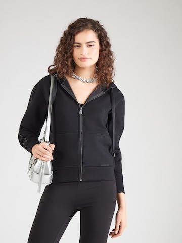 GUESS Zip-Up Hoodie in Black: front
