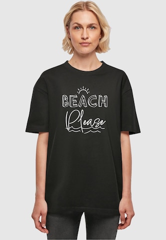 Merchcode Shirt 'Beach Please' in Zwart: voorkant