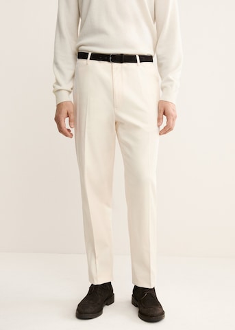 MANGO MAN Regular Pleat-Front Pants in White