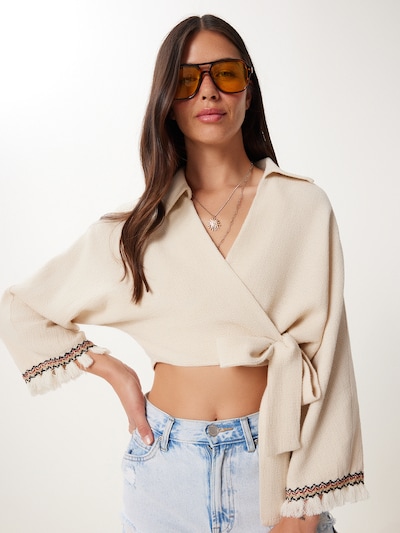 Happiness İstanbul Блуза в кремаво / червено / черно, Преглед на продукта