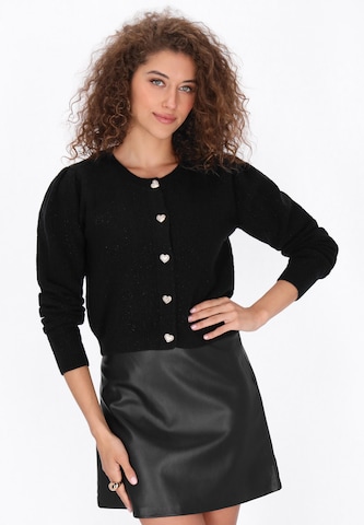 faina Knit Cardigan in Black: front