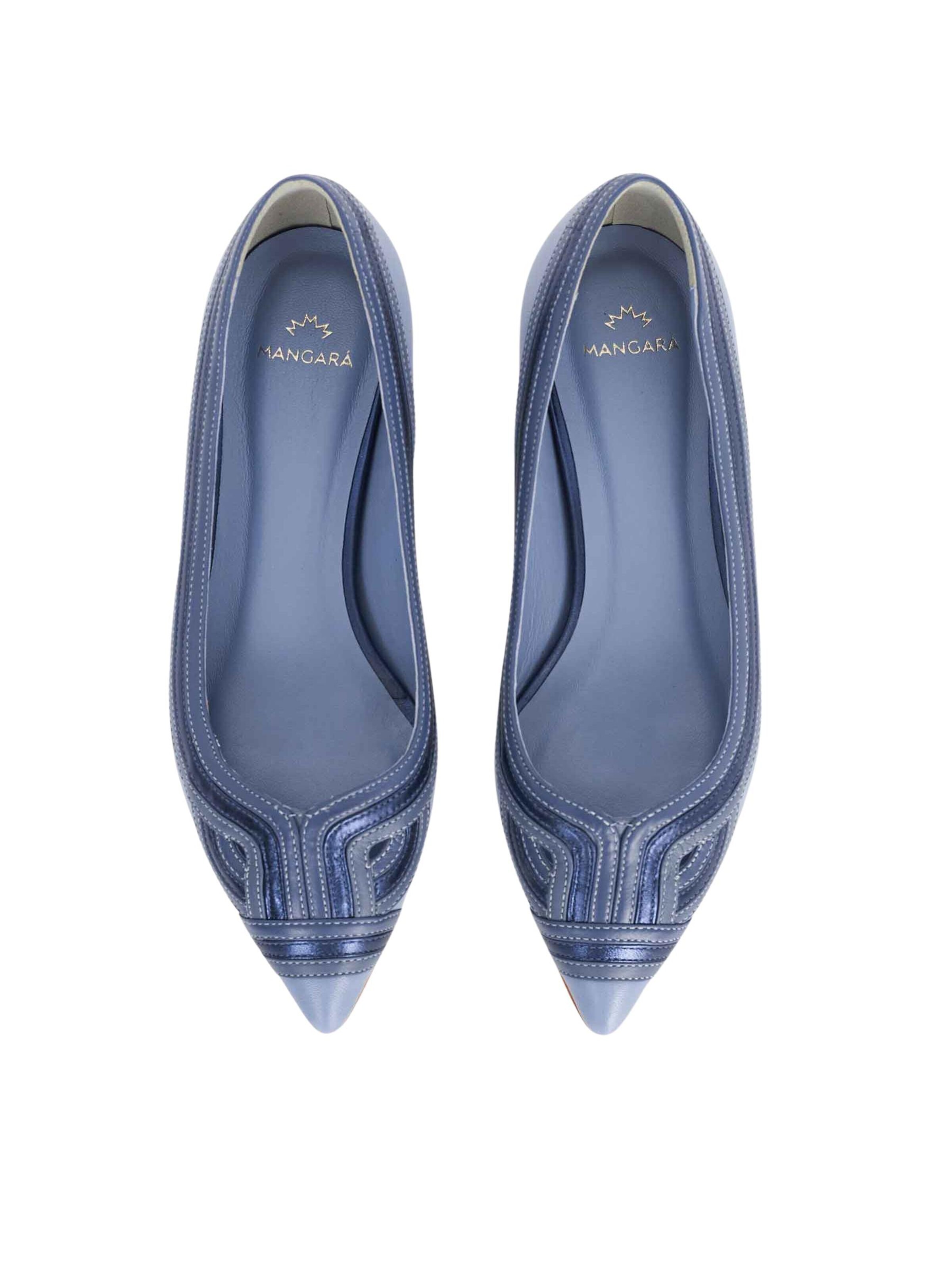 Mangara Atelier Ballerina 'Begonia Ballerinas Damen Leder Blau - flach' i blå