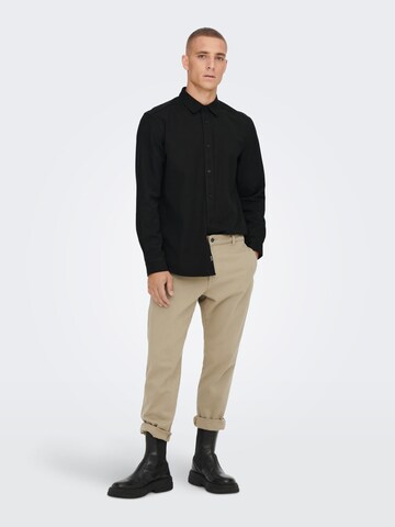 Only & Sons Regular fit Button Up Shirt 'Wes' in Black