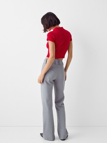 Bershka Flared Pleated Pants in Grey