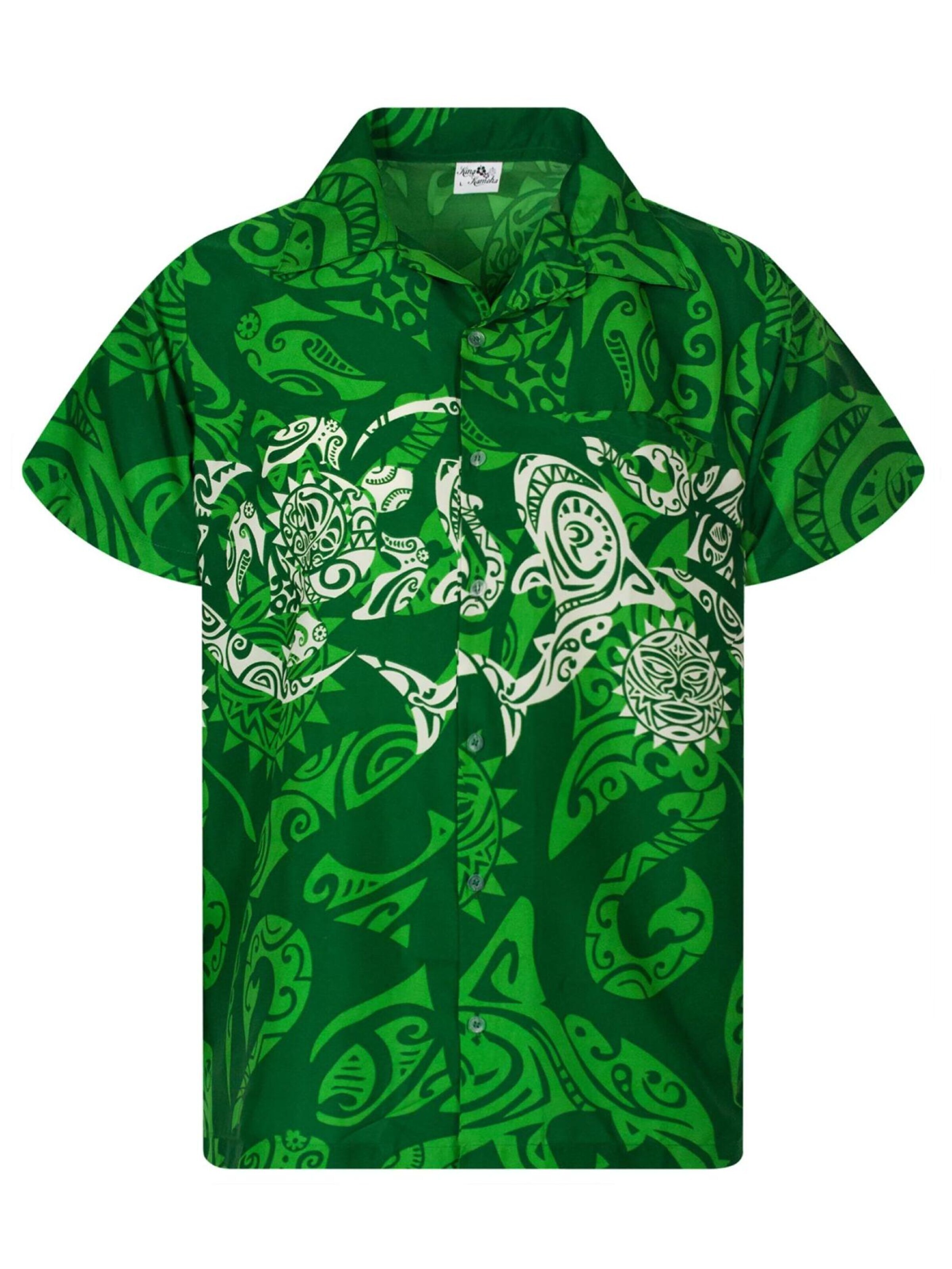 King Kameha - Camiseta 'Maori Chest' en verde: frente