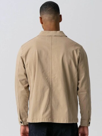 TEESHOPPEN Regular fit Button Up Shirt ' Twill Overshirt ' in Beige