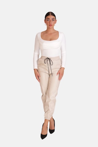 Elara Tapered Byxa i beige: framsida