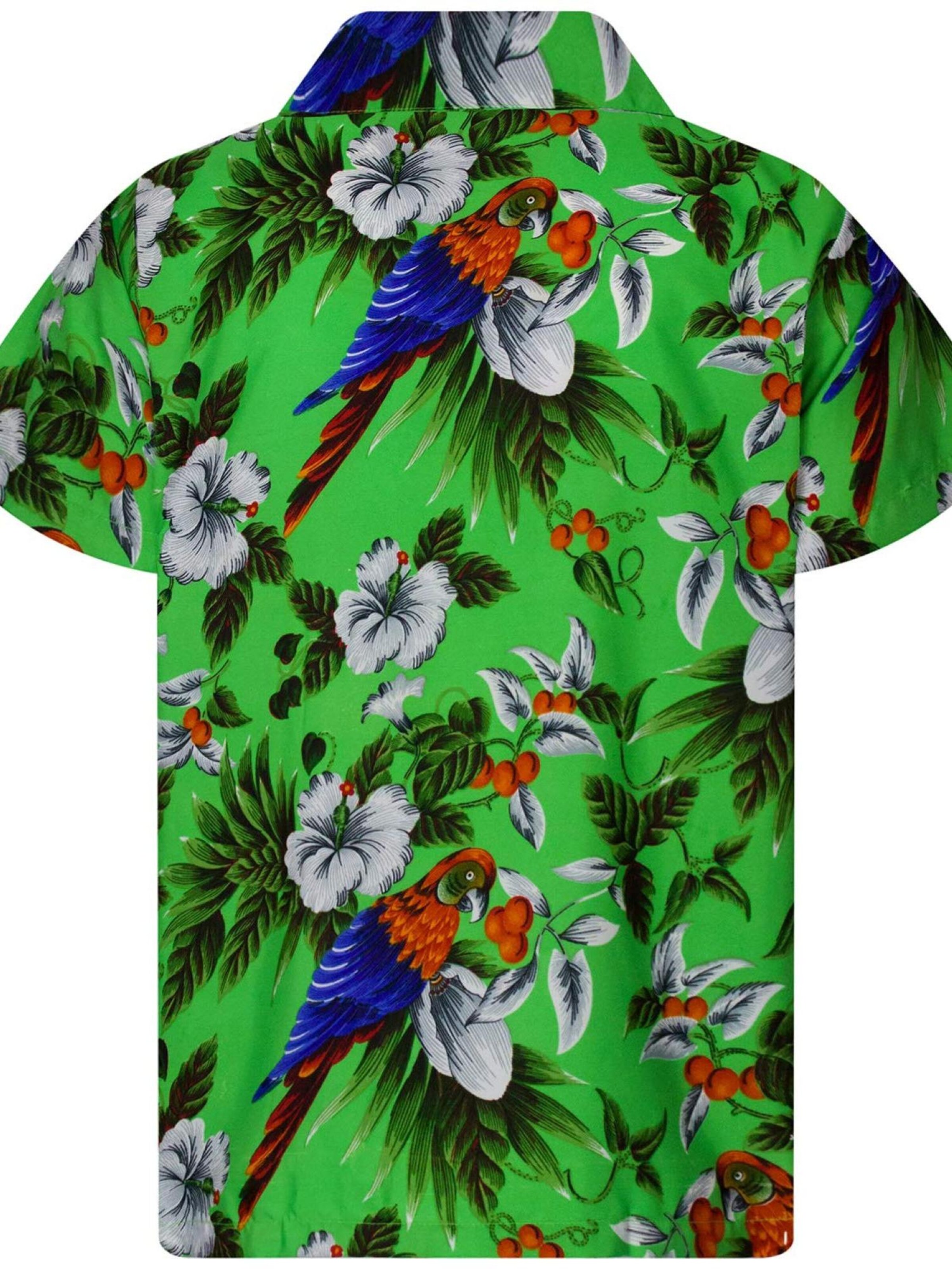 King Kameha Regular fit Button Up Shirt 'Cherryparrot' in Green