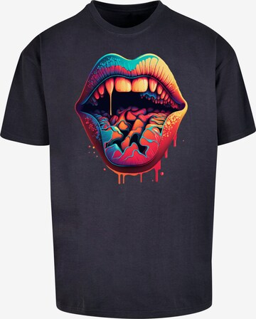 T-Shirt 'Drooling Lips' F4NT4STIC en bleu : devant