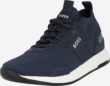 BOSS Black Sneakers laag 'Titanium' in Blauw: voorkant