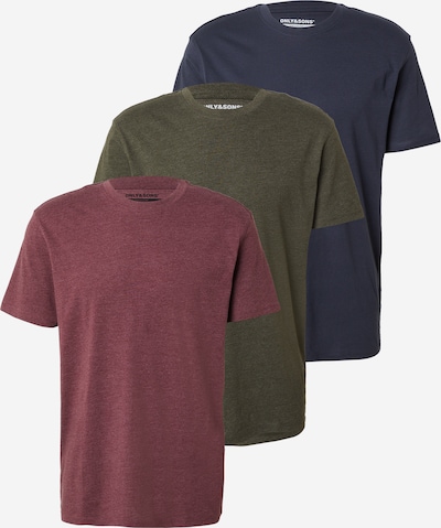 Marškinėliai 'ONSMAX' iš Only & Sons, spalva – nakties mėlyna / rusvai žalia / uogų spalva, Prekių apžvalga