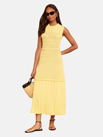 Robes en maille love & roses en jaune : devant