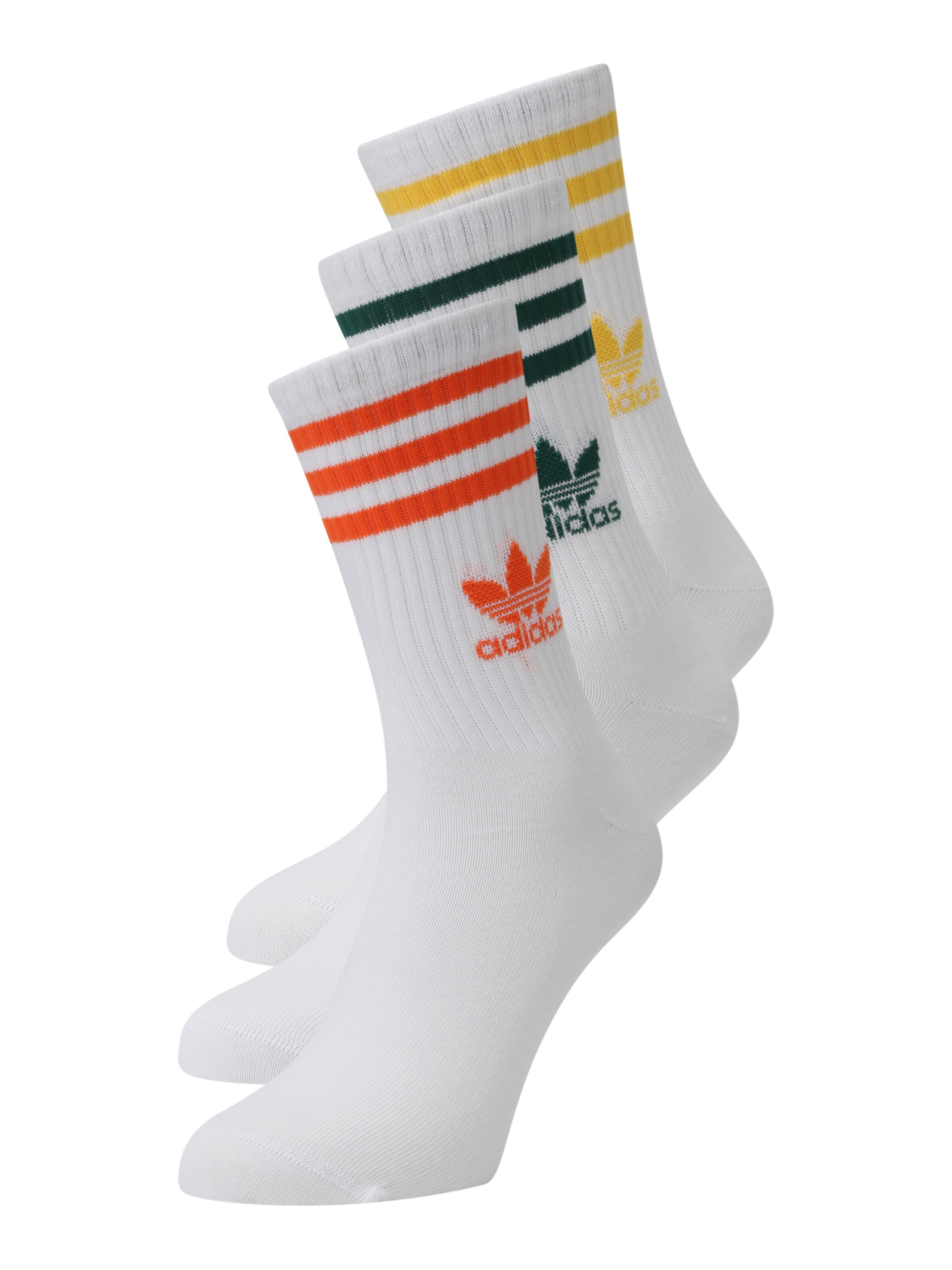 ADIDAS ORIGINALS Socks 'Mid Cut Crew 3 Pairs' in White: front