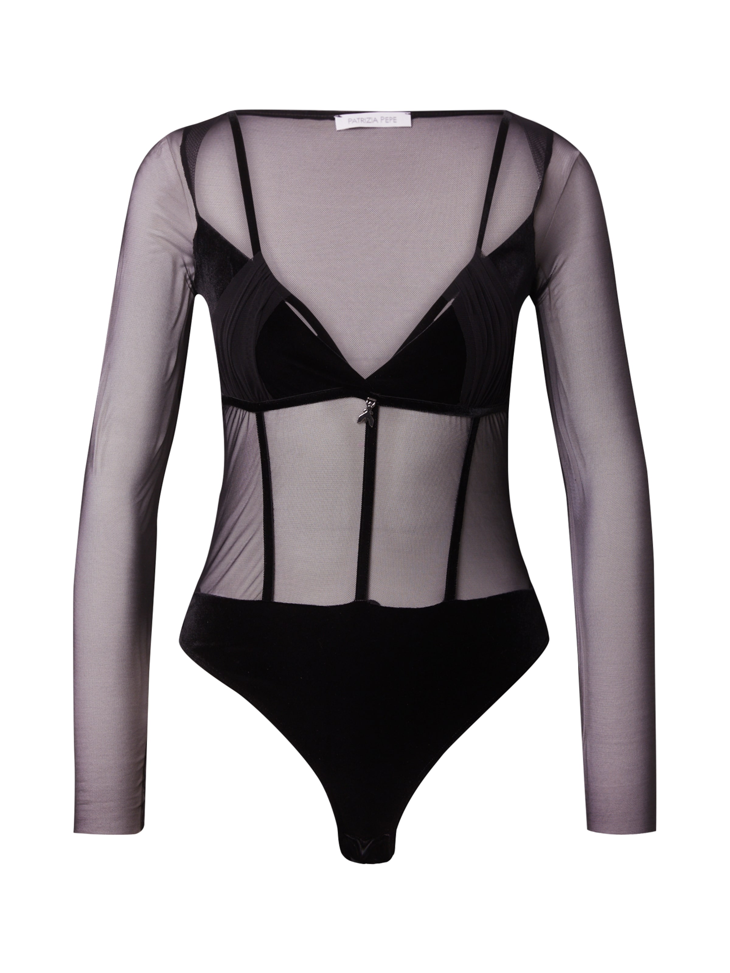 Body a camicia 'MAGLIA' di PATRIZIA PEPE in nero: frontale