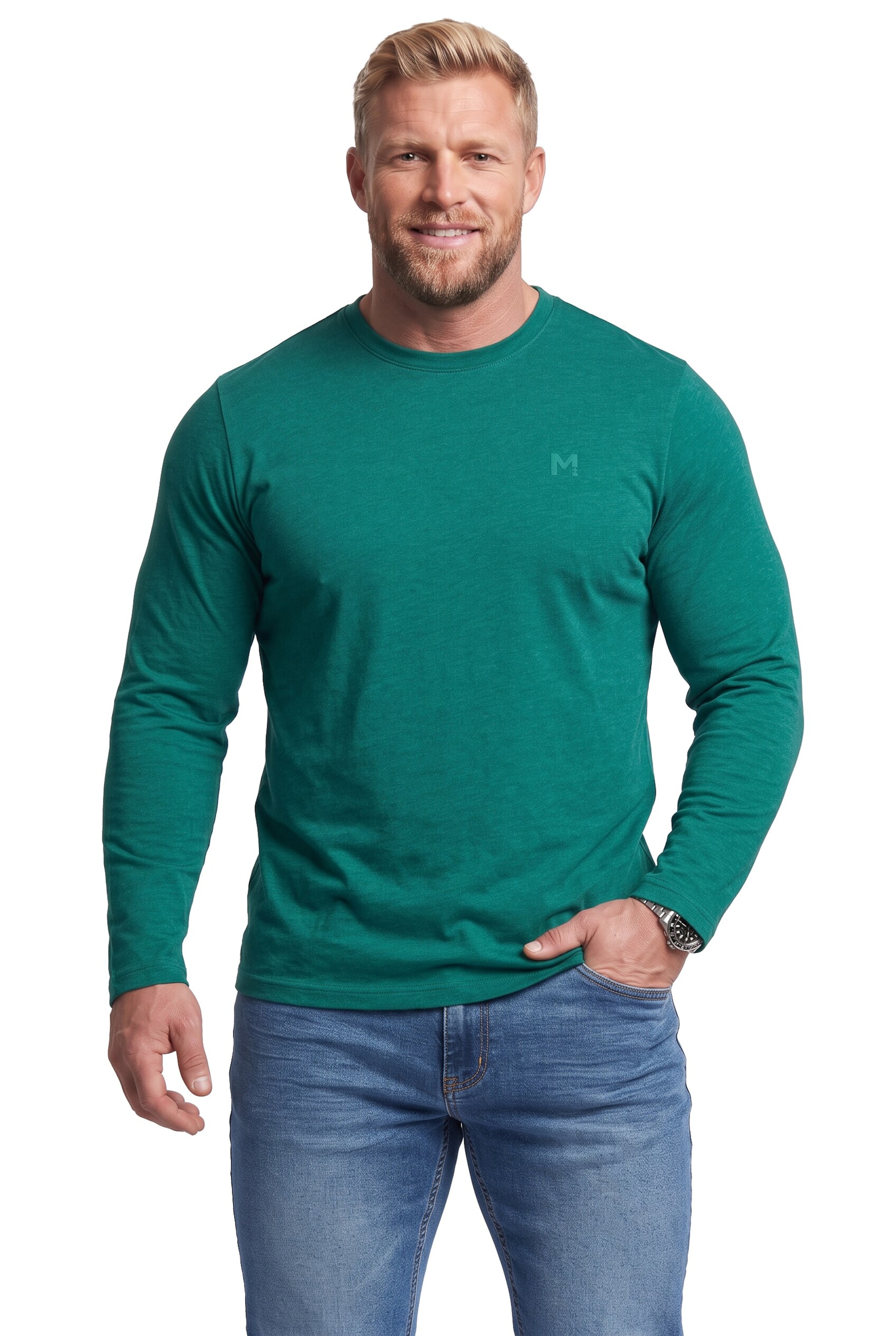 Men Plus Shirt in Green: front