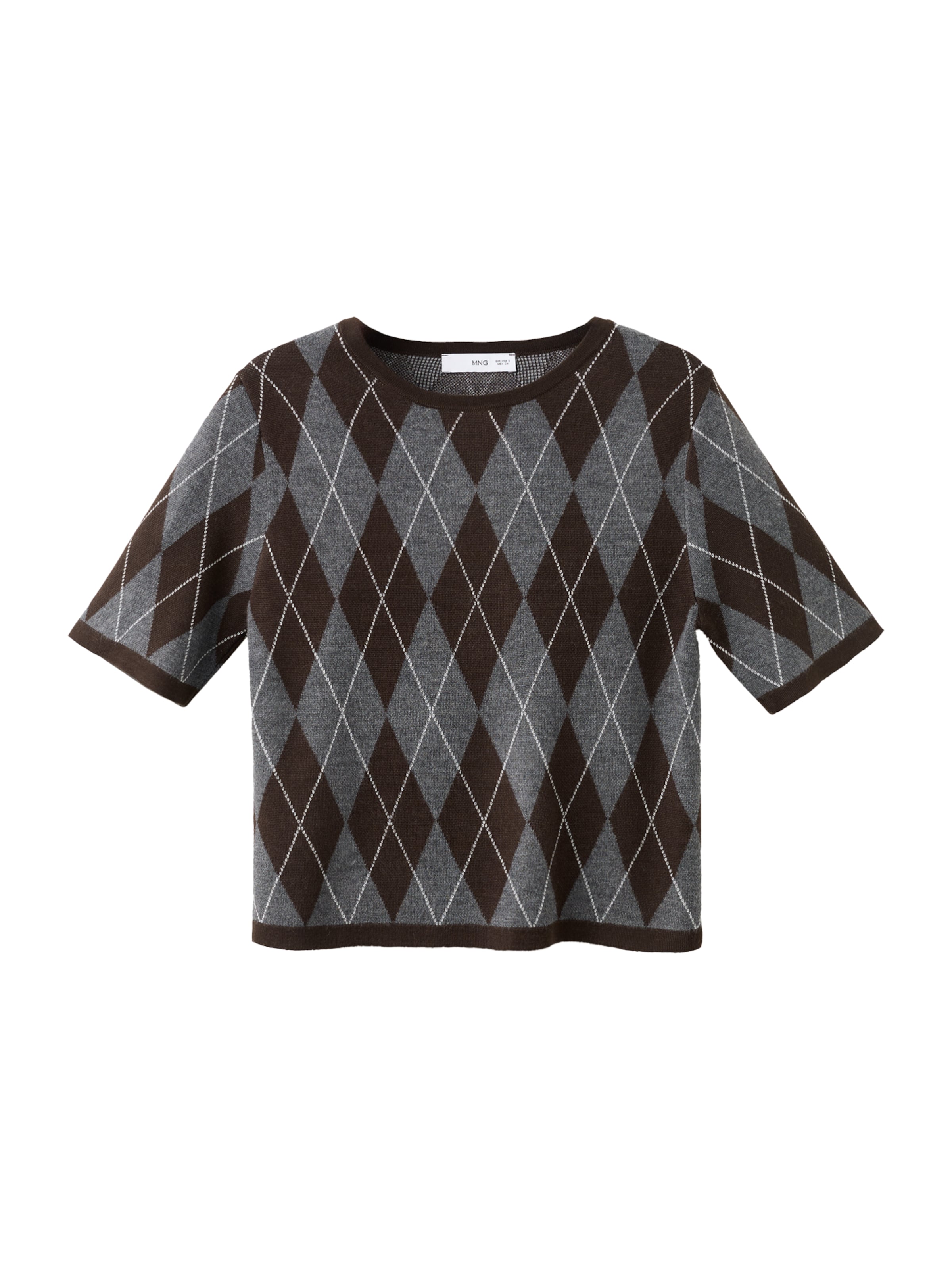 MANGO Пуловер в шоколад / тъмносиво / бяло, Преглед на продукта