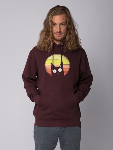 Sweat-shirt ' Sunset Cat ' Watapparel en rouge : devant