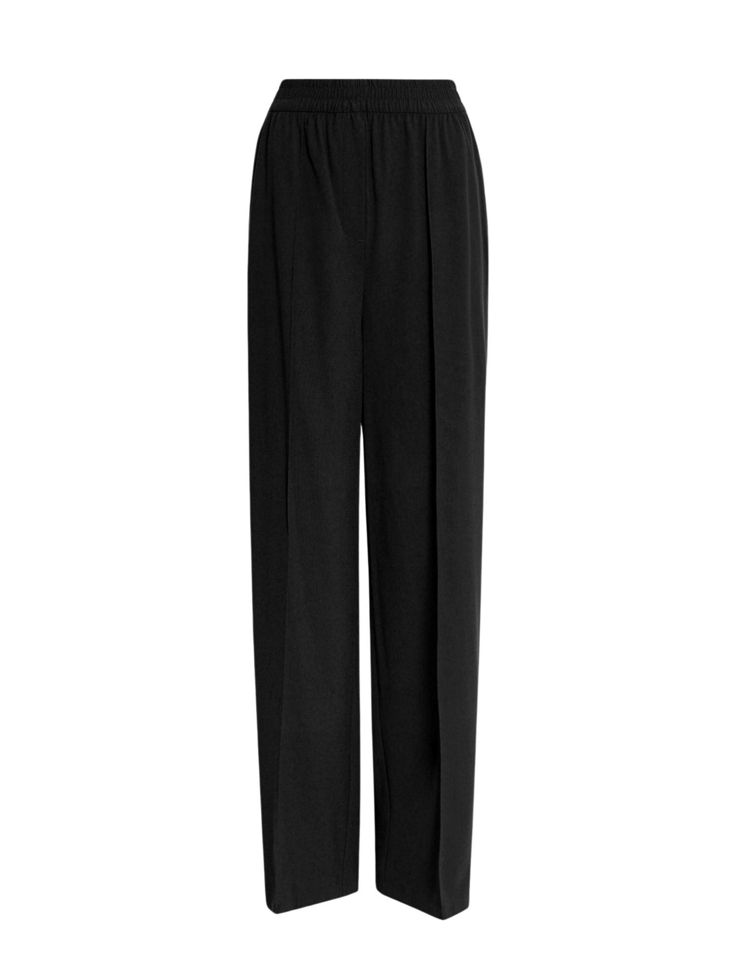 Wide leg Pantaloni con piega frontale di Marks & Spencer in nero: frontale