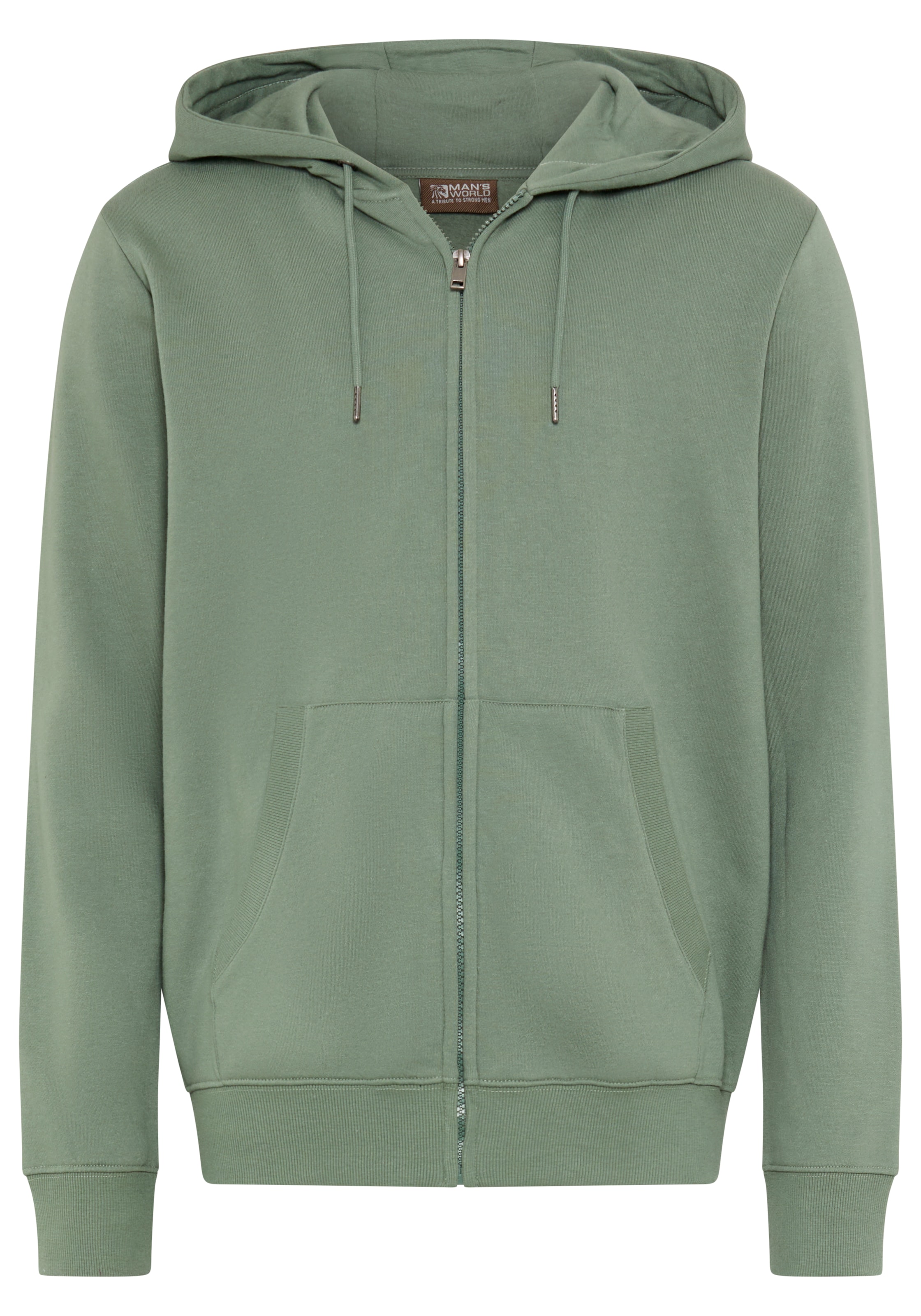 Man's World Zip-Up Hoodie in Green: front