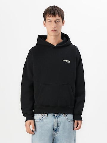 Bluză de molton de la Abercrombie & Fitch pe negru: față