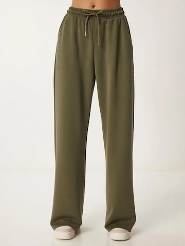 Wide leg Pantaloni di Happiness İstanbul in verde: frontale