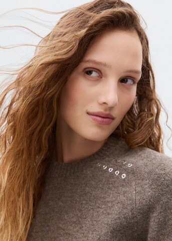 MANGO TEEN Sweater 'Eyelet' in Brown