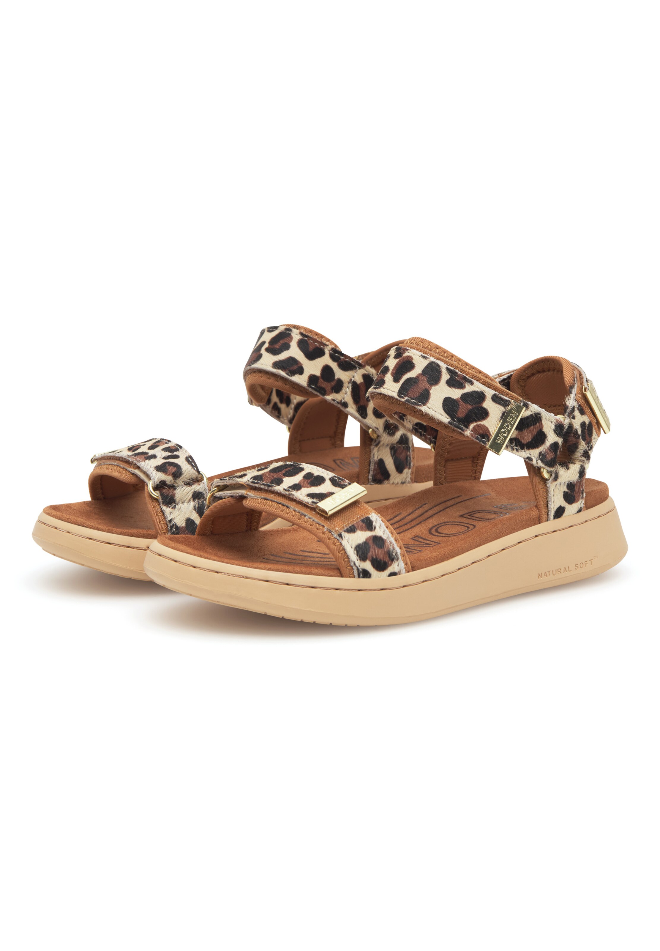 WODEN Sandalen met riem 'Line Animal' in Bruin