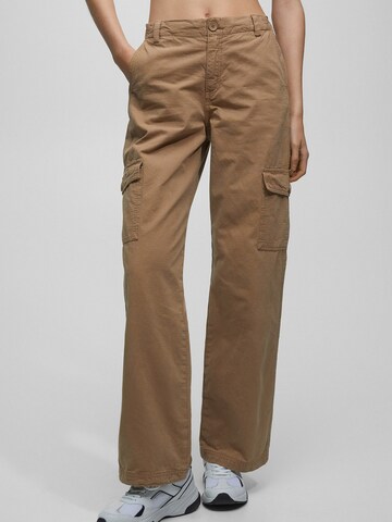 Pull&Bear Wide leg Cargo trousers in Brown