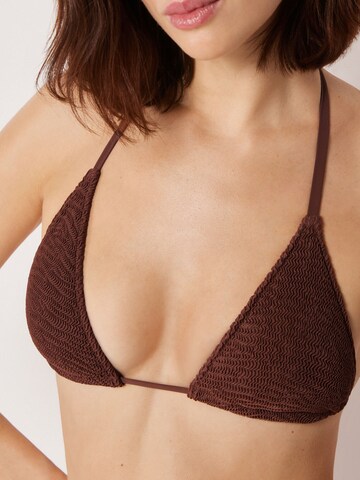 CALZEDONIA Triangel Bikinitop 'Crinkcle Waves' in Braun