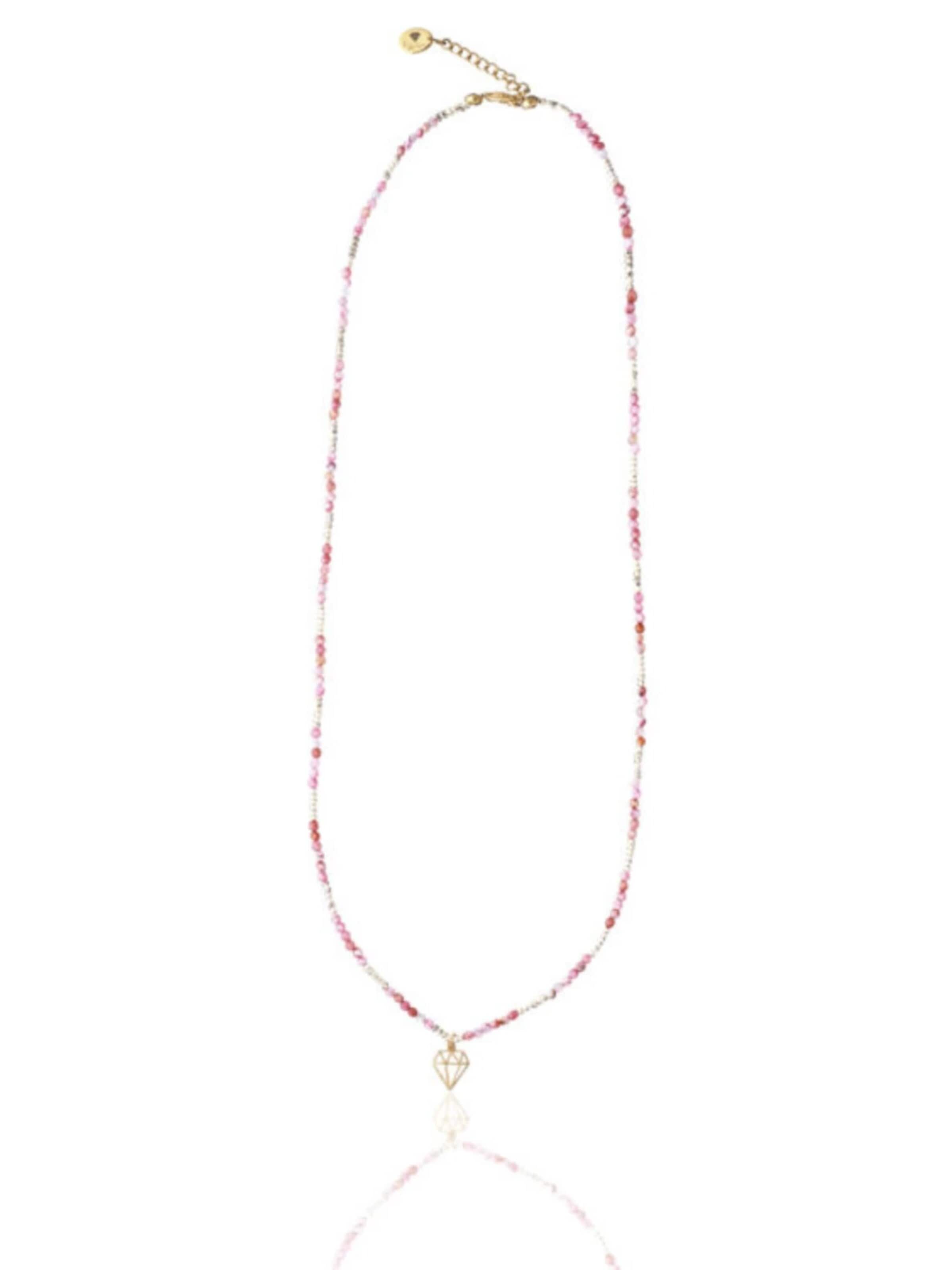 THE GEM STORIES JEWELRY Αλυσίδα 'Agate Necklace' σε ροζ: μπροστά