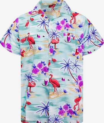 King Kameha Shirt 'Flamingos' in Grün: Vorderseite