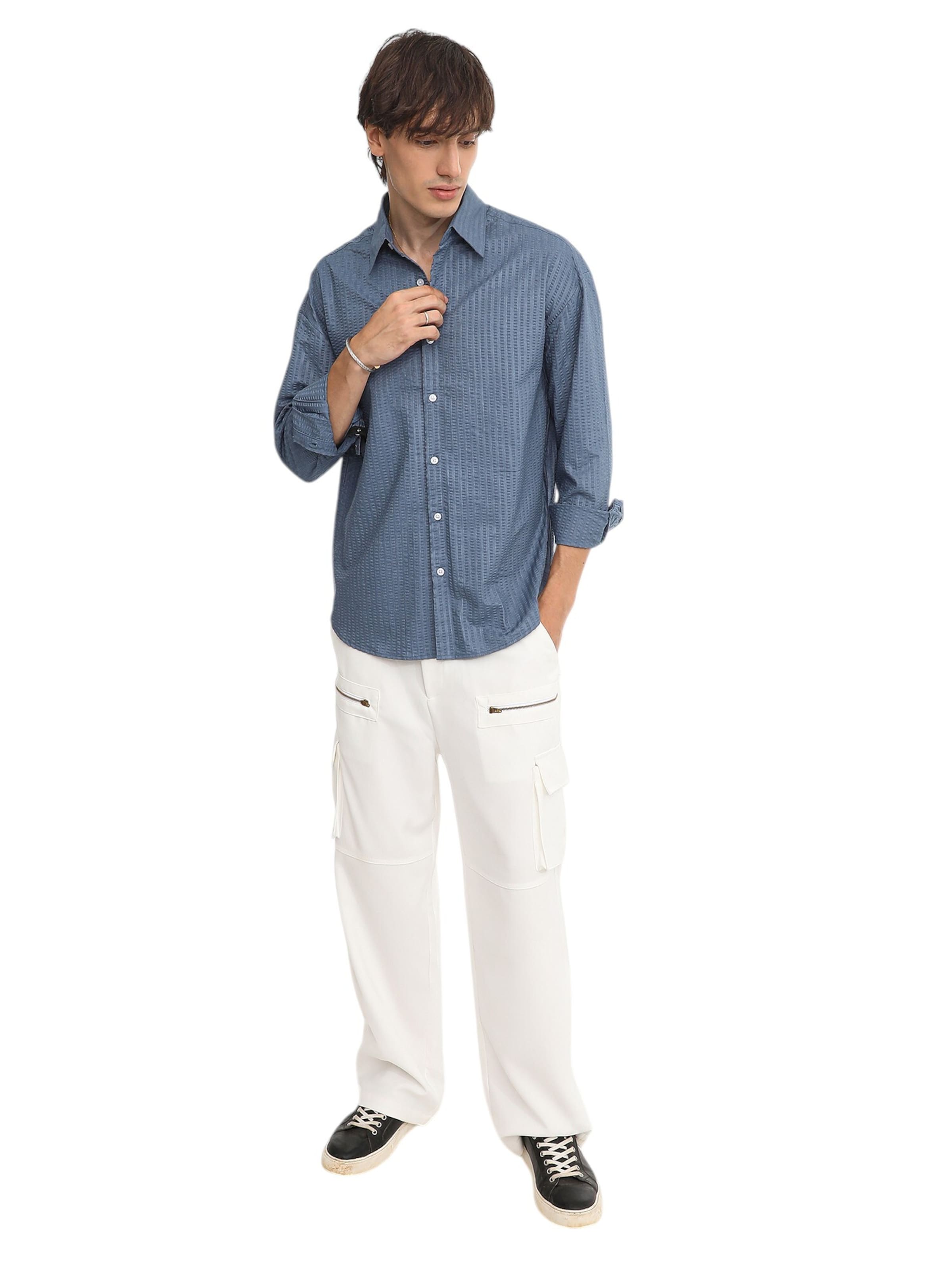 Campus Sutra Regular fit Button Up Shirt 'Tetty' in Blue